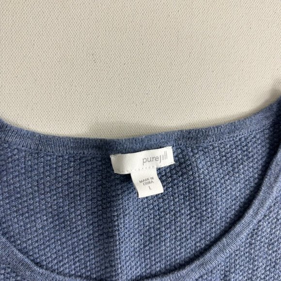 J. Jill Pure Jill Sweater Size Large Blue Pockets Boat Neck Drop Shoulder - Picture 4 of 7